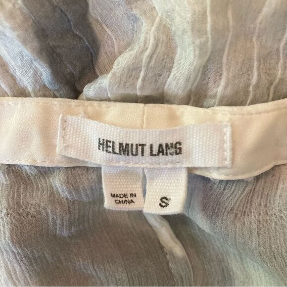 Helmut Lang 100% Silk Gray and White Sheer Mars Print Shirt - Picture 6 of 7